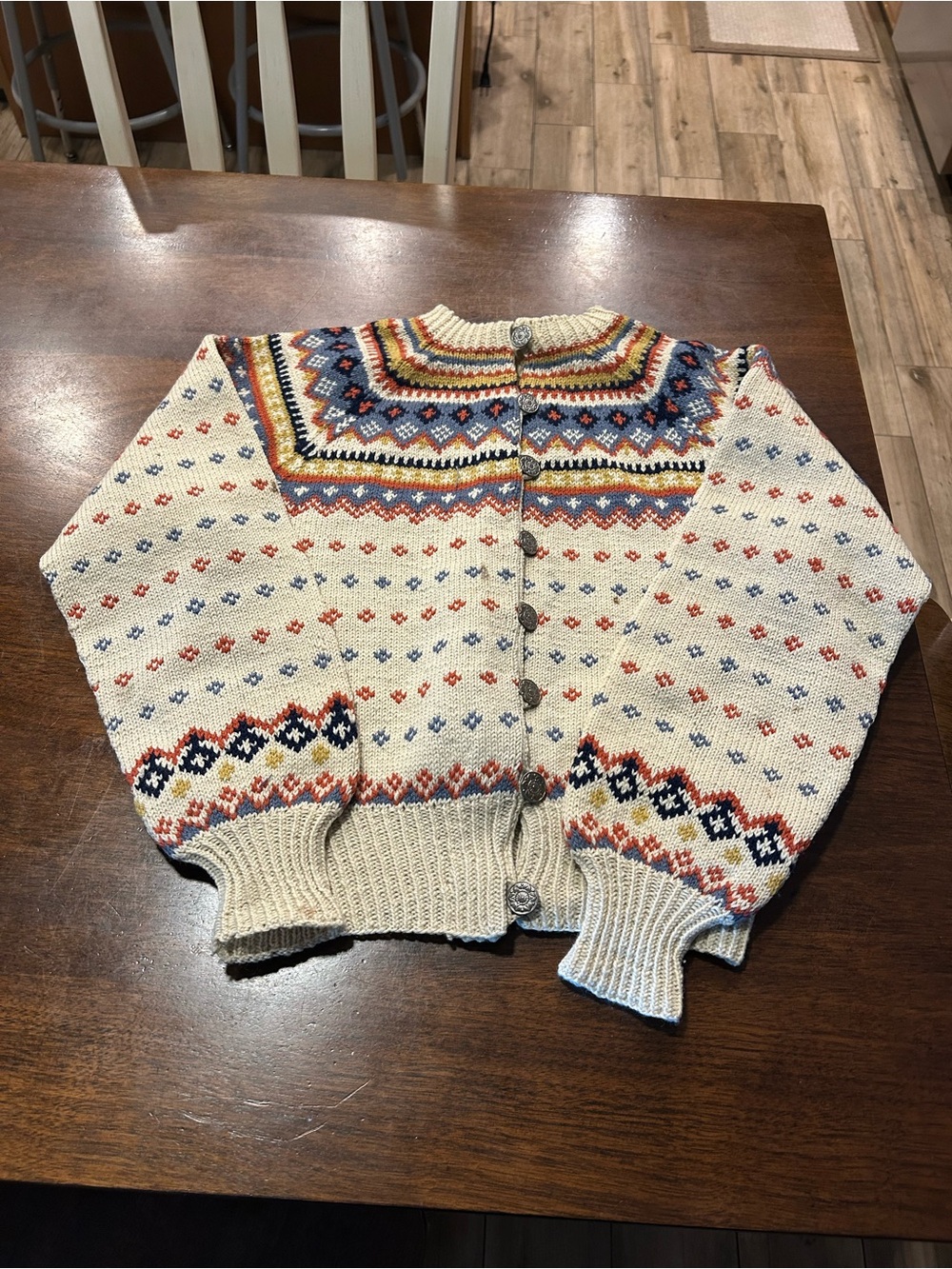 Cream Fair Isle Button-Front Women's Cardigan Sweater